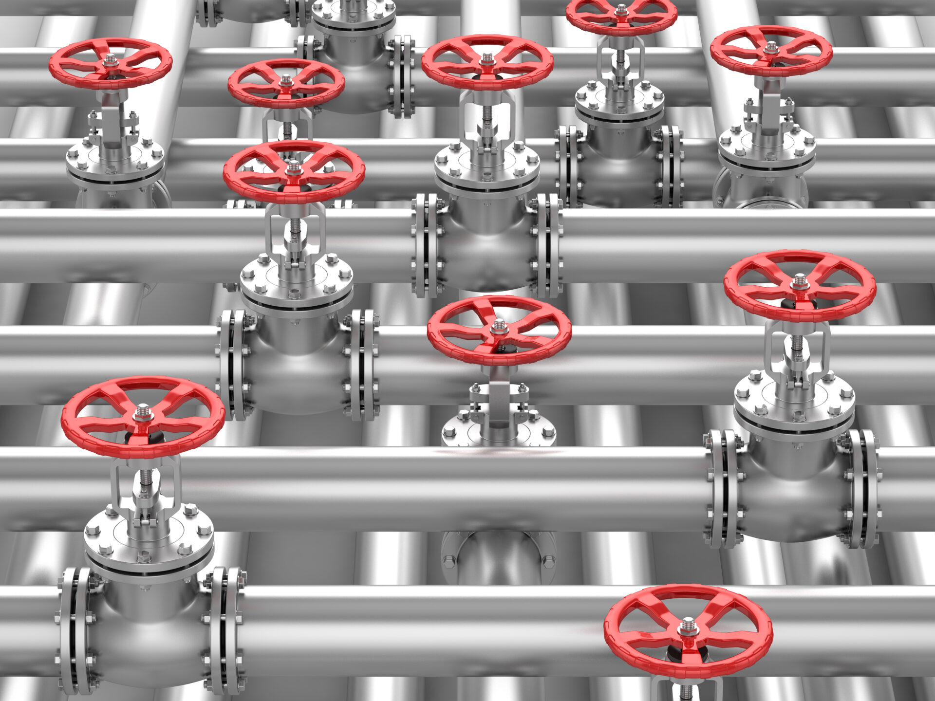 Industrial Pipeline and Valve , This is a 3d rendered computer generated image. Isolated on white.